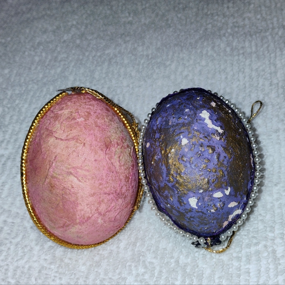 Decorative Handmade Christmas Ornament / Beaded Easter Eggs Vintage Lot Of 9 - Picture 6 of 14